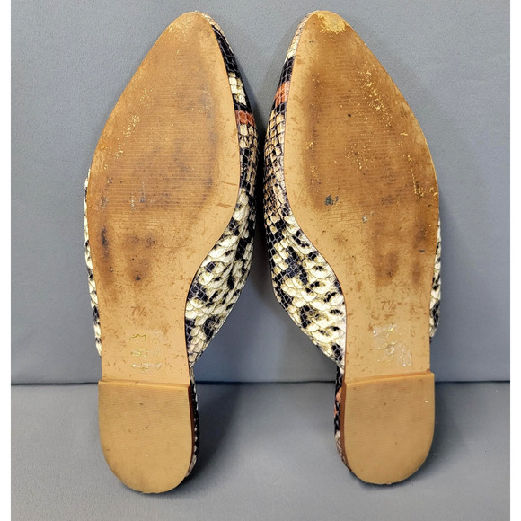 Madewell Shoes Womens Size 7.5 Snake Print Pointed Toe Mule Flats Slip-On Boho - Picture 11 of 12